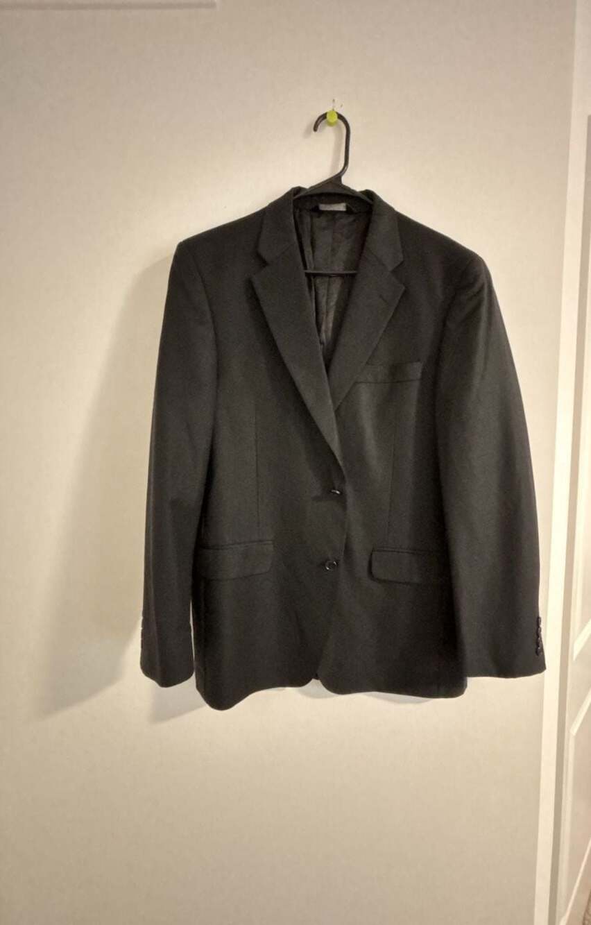 Claiborne Men's Black 100% Wool Two-Button Suit Jacket Blazer Size 40R